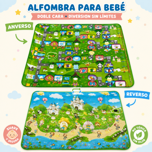 ALFOMBRA ANTIGOLPE PARA BEBÉ DOBLE CARA 180x120