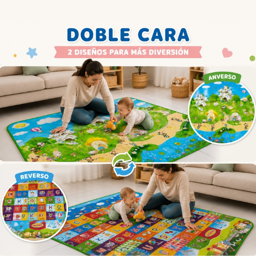 ALFOMBRA ANTIGOLPE PARA BEBÉ DOBLE CARA 120x148cm