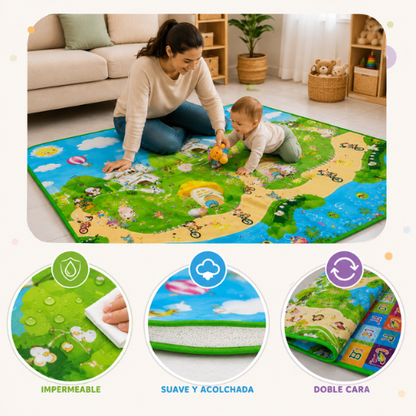 ALFOMBRA ANTIGOLPE PARA BEBÉ DOBLE CARA 120x148cm